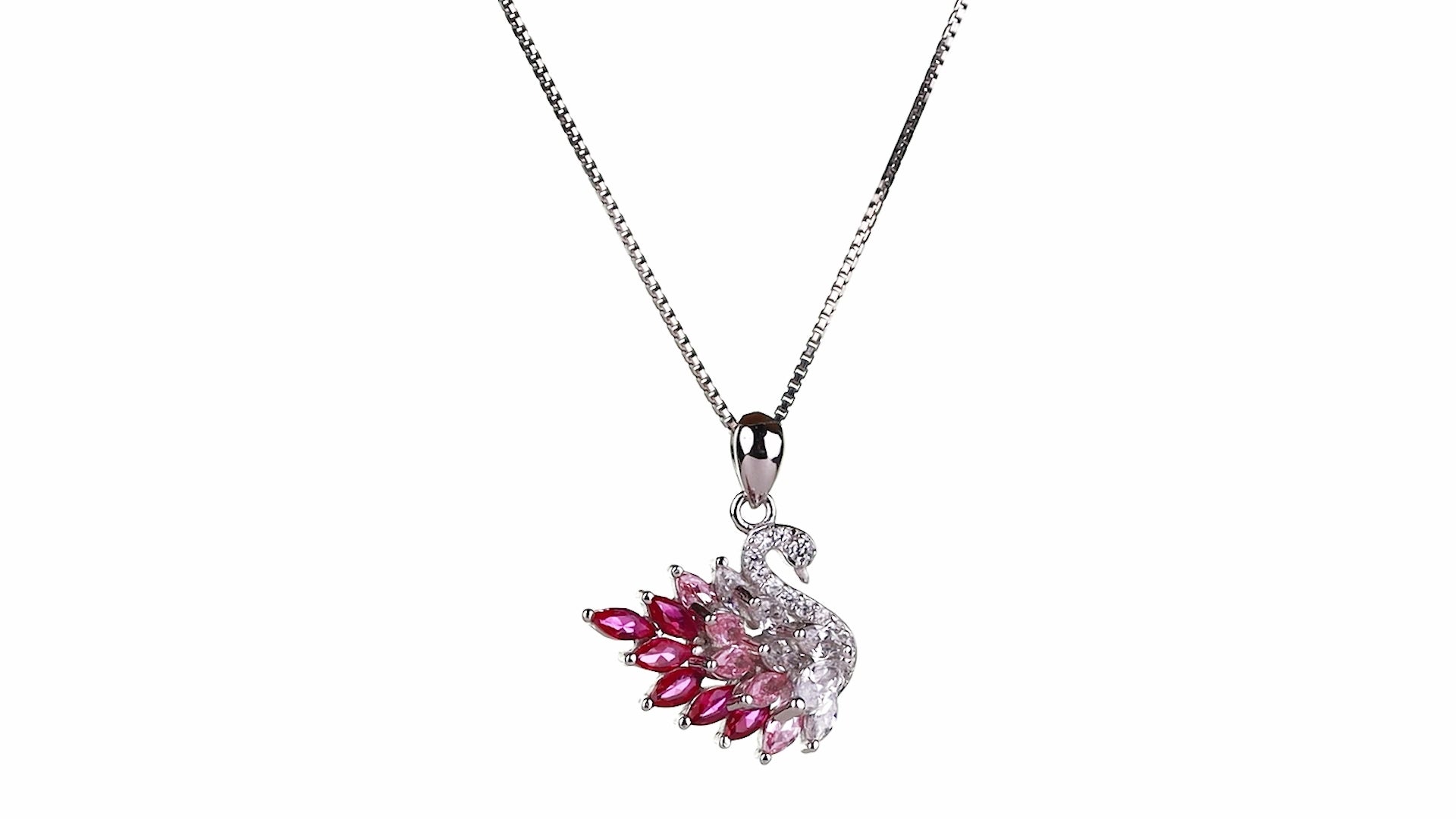 Fuchsia Plume Swan Pendant Set