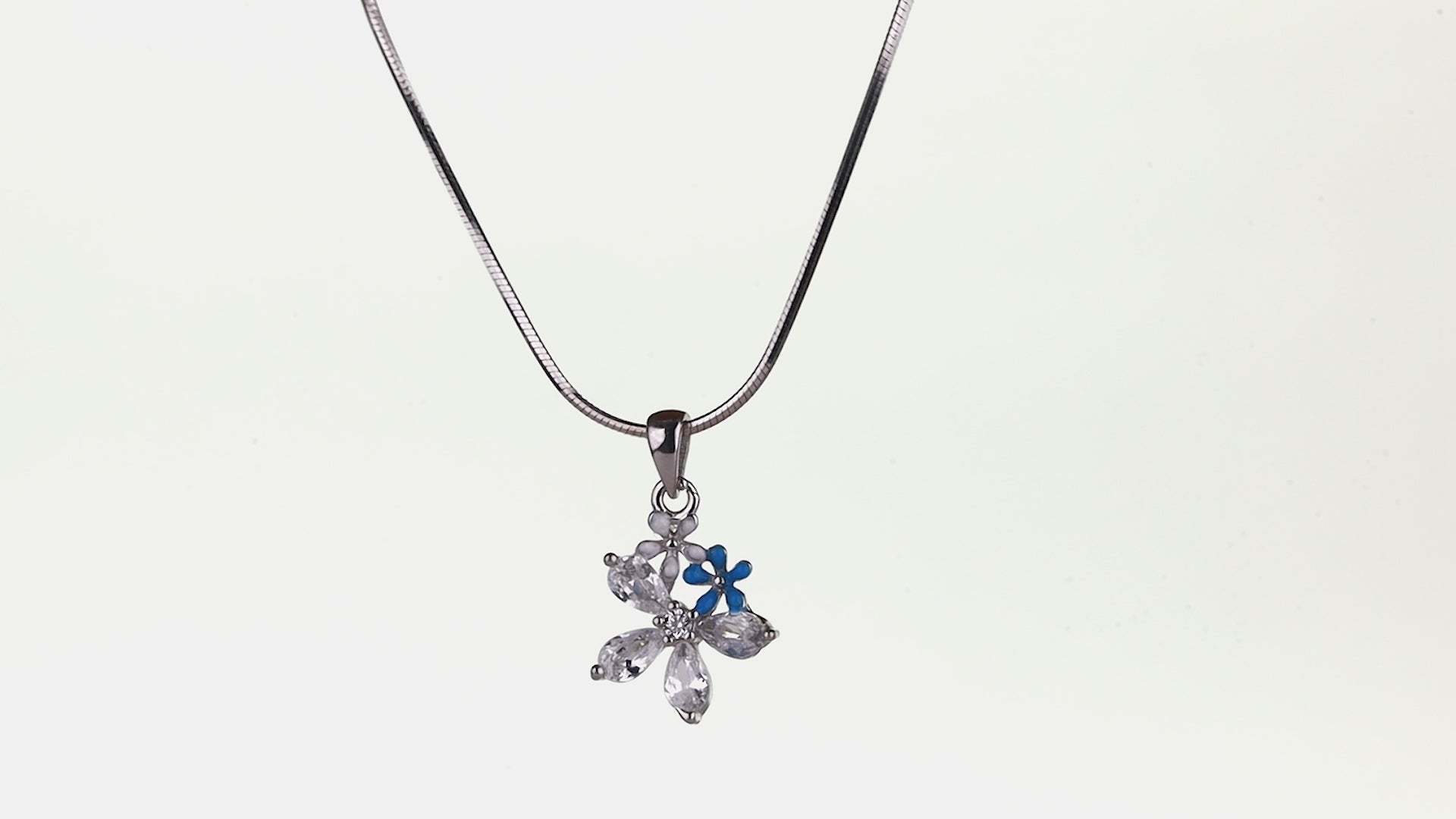 Silver Azure Blossom Cluster Pendant Set