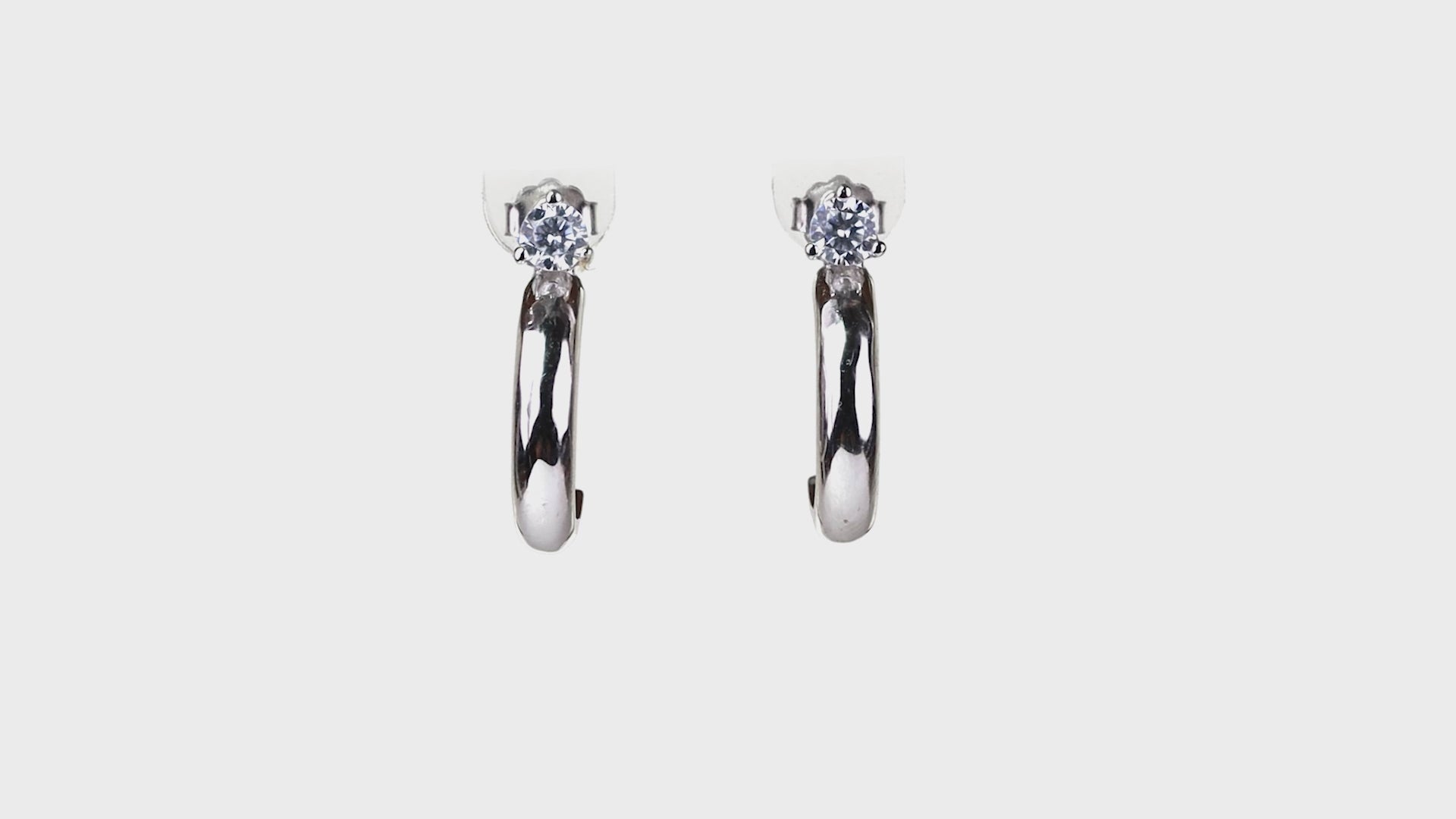 Silver Solitaire Dome Huggies