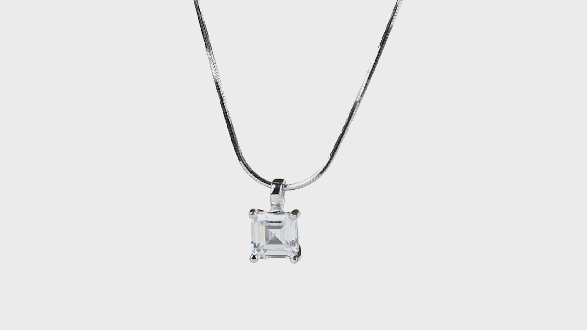 Silver Asscher Prism Necklace