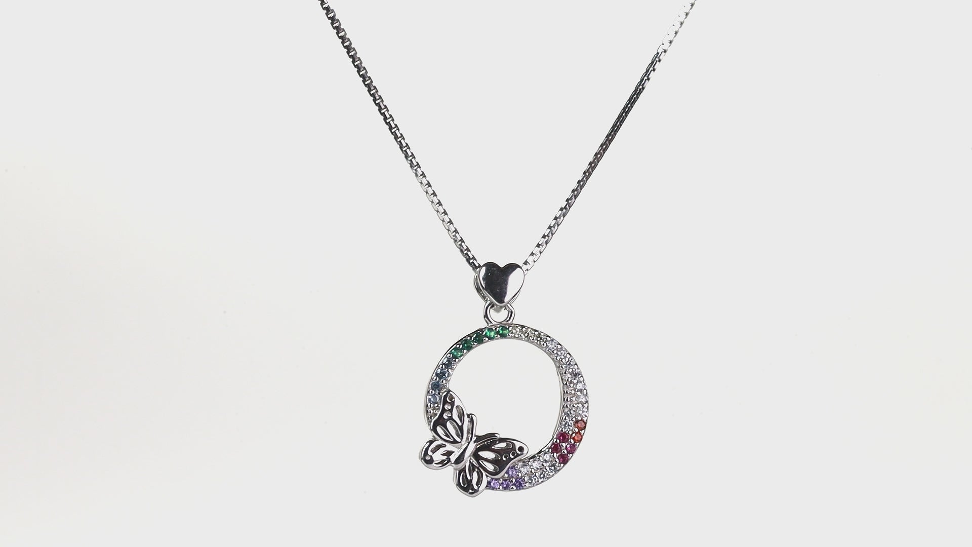 Rainbow Papillon Circle Necklace