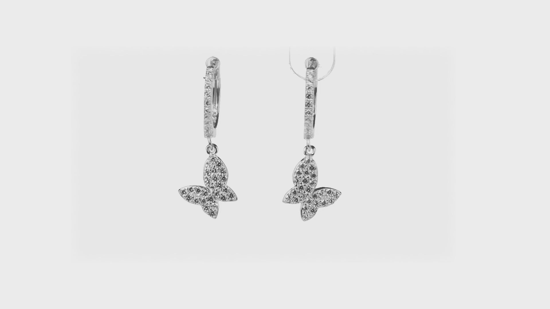 Silver Butterfly Pavé Huggie Drops