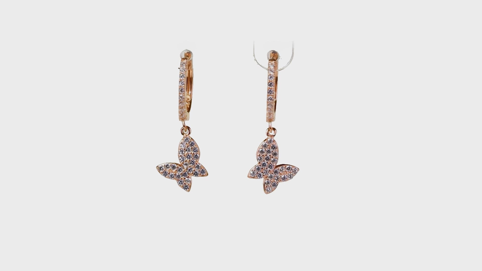Rose Gold Butterfly Pavé Huggie Drops