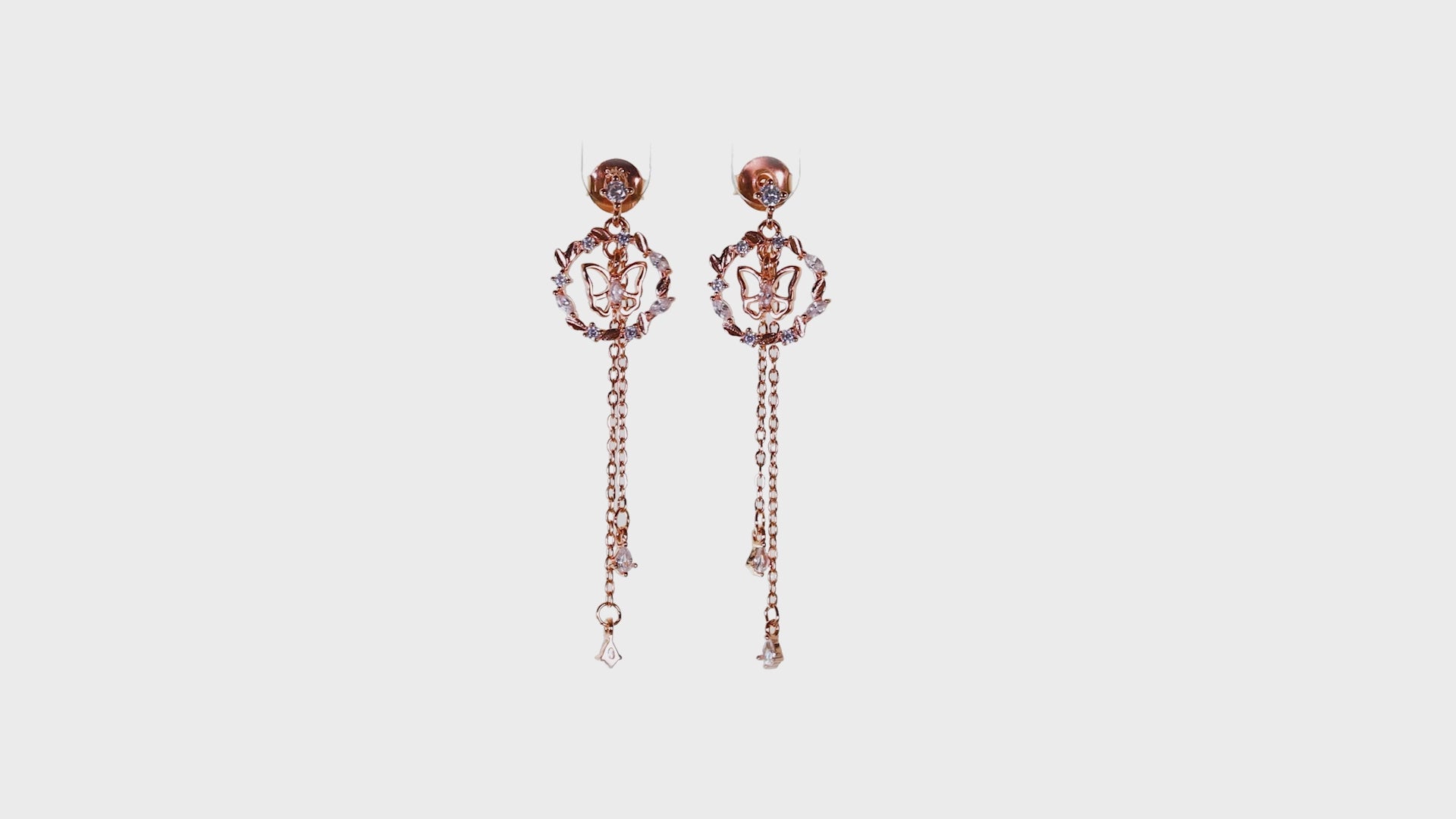 Rose gold Butterfly Wreath Chain Drops