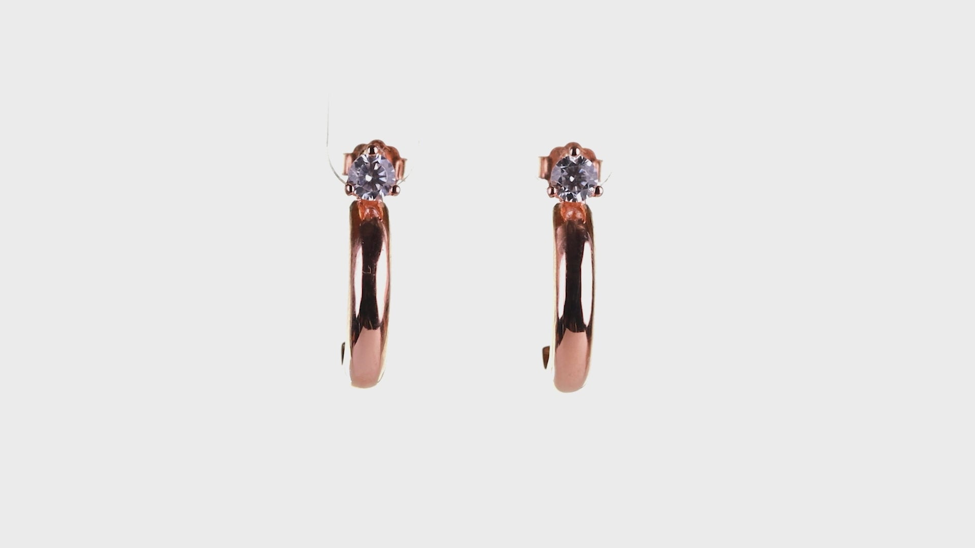 Rose gold Solitaire Dome Huggies
