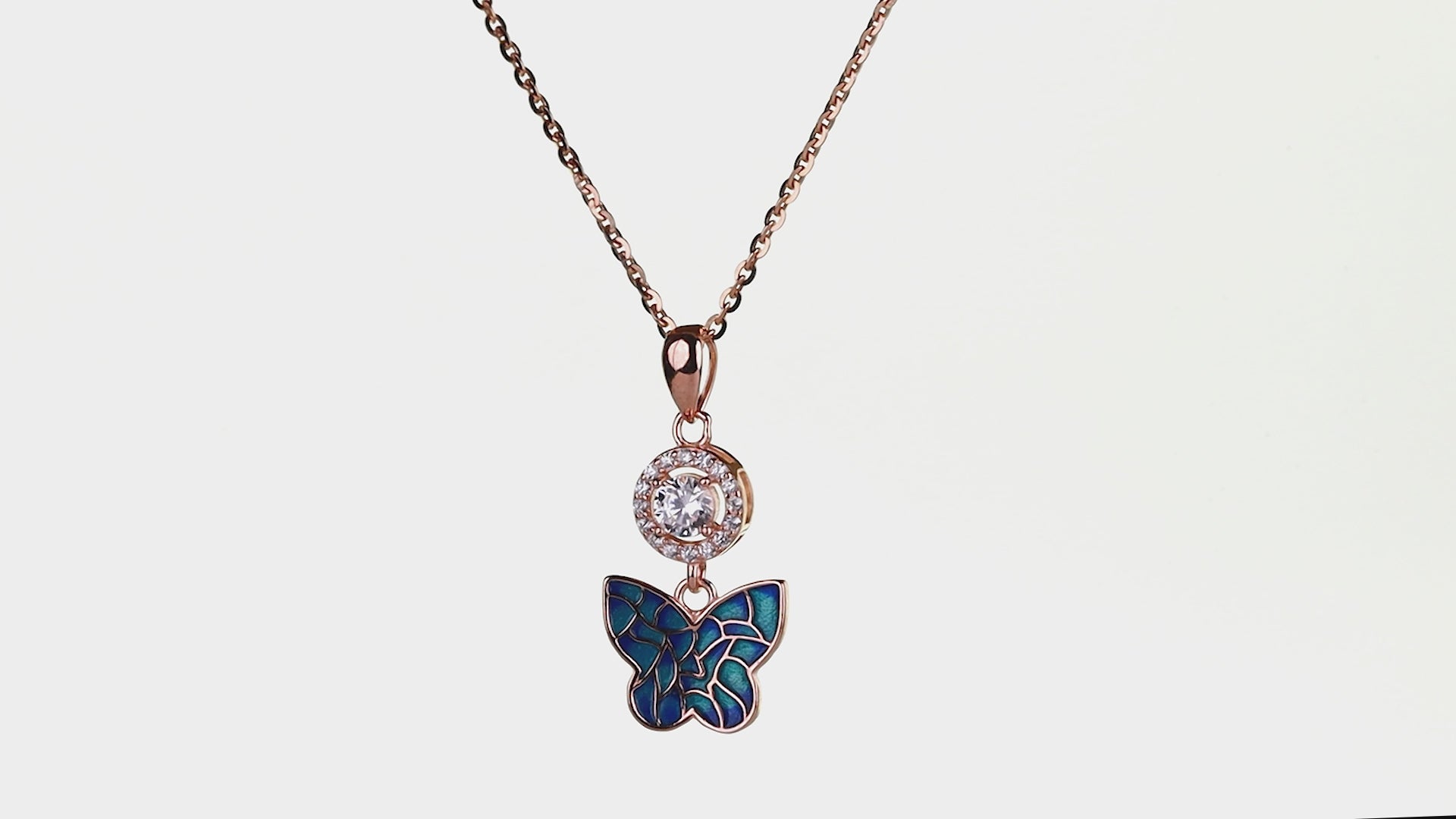 Mosaic Papillon Halo Pendant Set