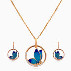 925 sterling silver, rose gold, Blue Arc Papillon Pendant Set pendant set, (Papillon)