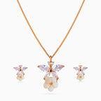 925 sterling silver, rose gold, Crystal Wing Blossom Pendant Set pendant set, (Secret Garden)