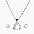 925 sterling silver, rhodium, Dove Garden Wreath Pendant Set pendant set, (Papillon)