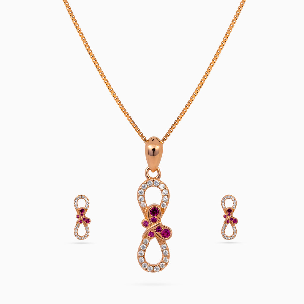 925 sterling silver, rose gold, Infinity Papillon Pendant Set pendant set, (Papillon)