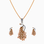 925 sterling silver, rose gold, Regal Peacock Filigree Pendant Set pendant set, (Papillon)