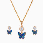 925 sterling silver, rose gold, Mosaic Papillon Halo Pendant Set pendant set, (Papillon)