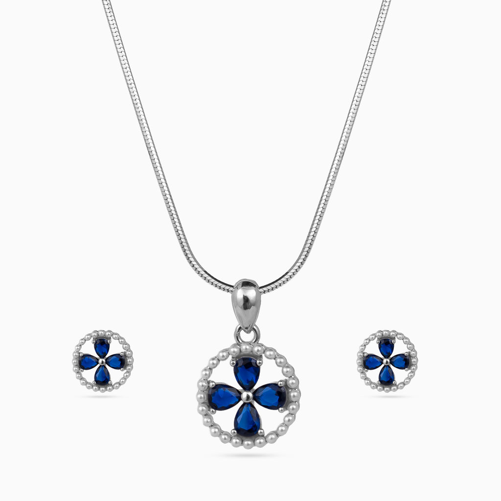 925 sterling silver, rhodium, Midnight Petal Medallion Pendant Set pendant set, (Secret Garden)