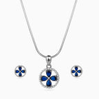 925 sterling silver, rhodium, Midnight Petal Medallion Pendant Set pendant set, (Secret Garden)