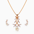 925 sterling silver, rose gold, Petal Vine Pendant Set pendant set, (Secret Garden)