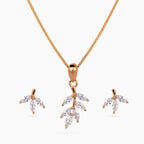 925 sterling silver, rose gold, Crystal Leaflet Pendant Set pendant set, (Papillon)