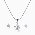 925 sterling silver, rhodium, Crystal Leaf Trio Pendant Set pendant set, (Secret Garden)