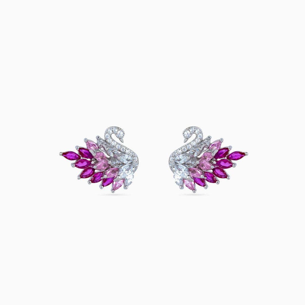 Fuchsia Plume Swan Pendant Set