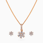 925 sterling silver, rose gold, Rose Daisy Cluster Pendant Set pendant set, (Papillon)