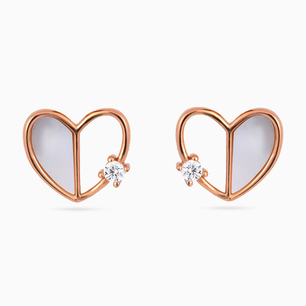 Rose gold Mother of Pearl Heart Studs