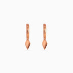 925 rose gold huggie hoop earrings with kite charms, 2 × 1.5 cm. Golden Hoops.