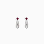 925 silver ruby teardrop pavé huggies, cabochon top, 1.2 × 1.5 cm
