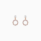 925 rose gold pearl octagon drop studs, baguette CZ, 1.5 × 1 cm