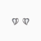 925 silver heart studs, rhodium, mother of pearl, 1 cm