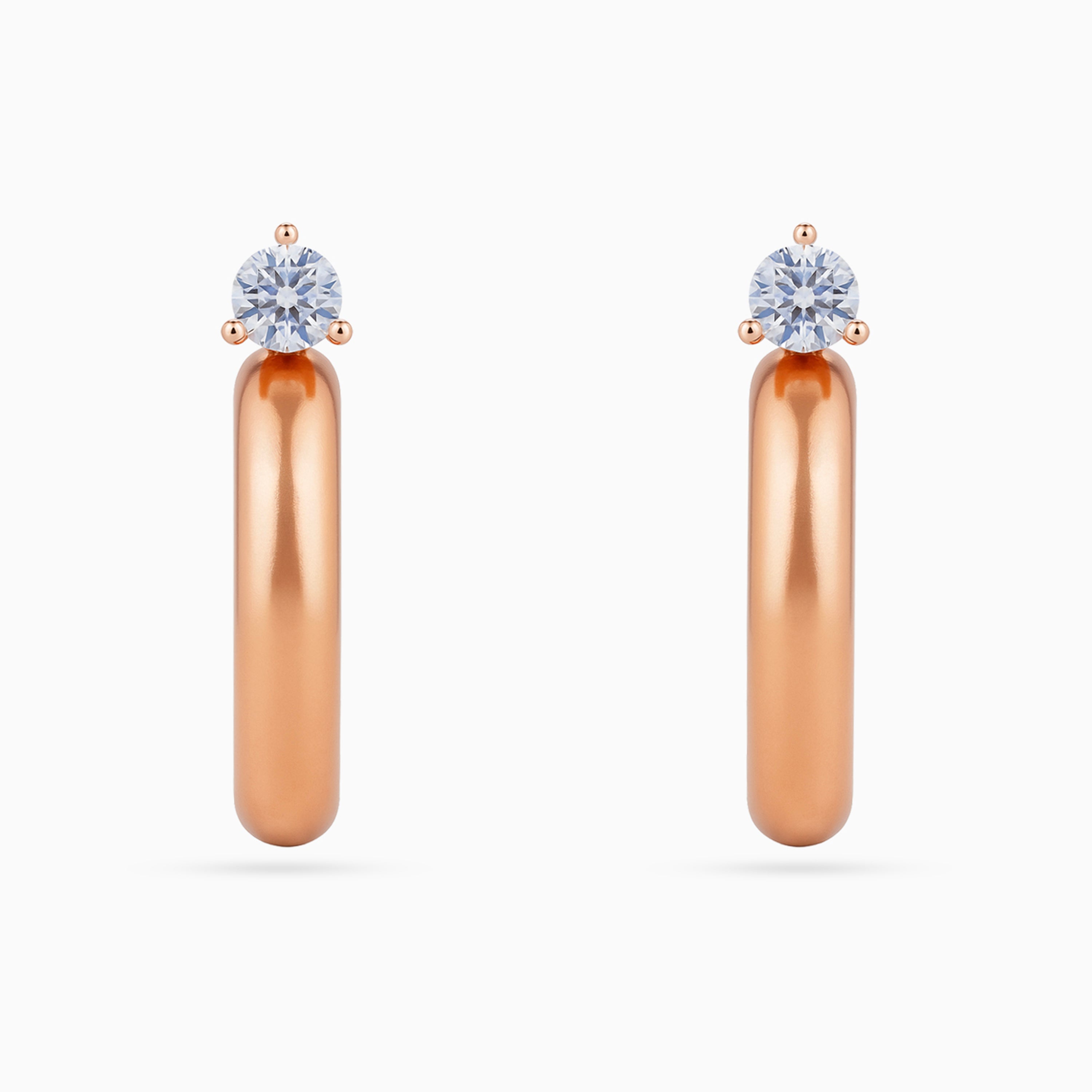 Rose gold Solitaire Dome Huggies