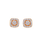 925 rose gold cushion halo studs, double pavé CZ, 0.7 cm