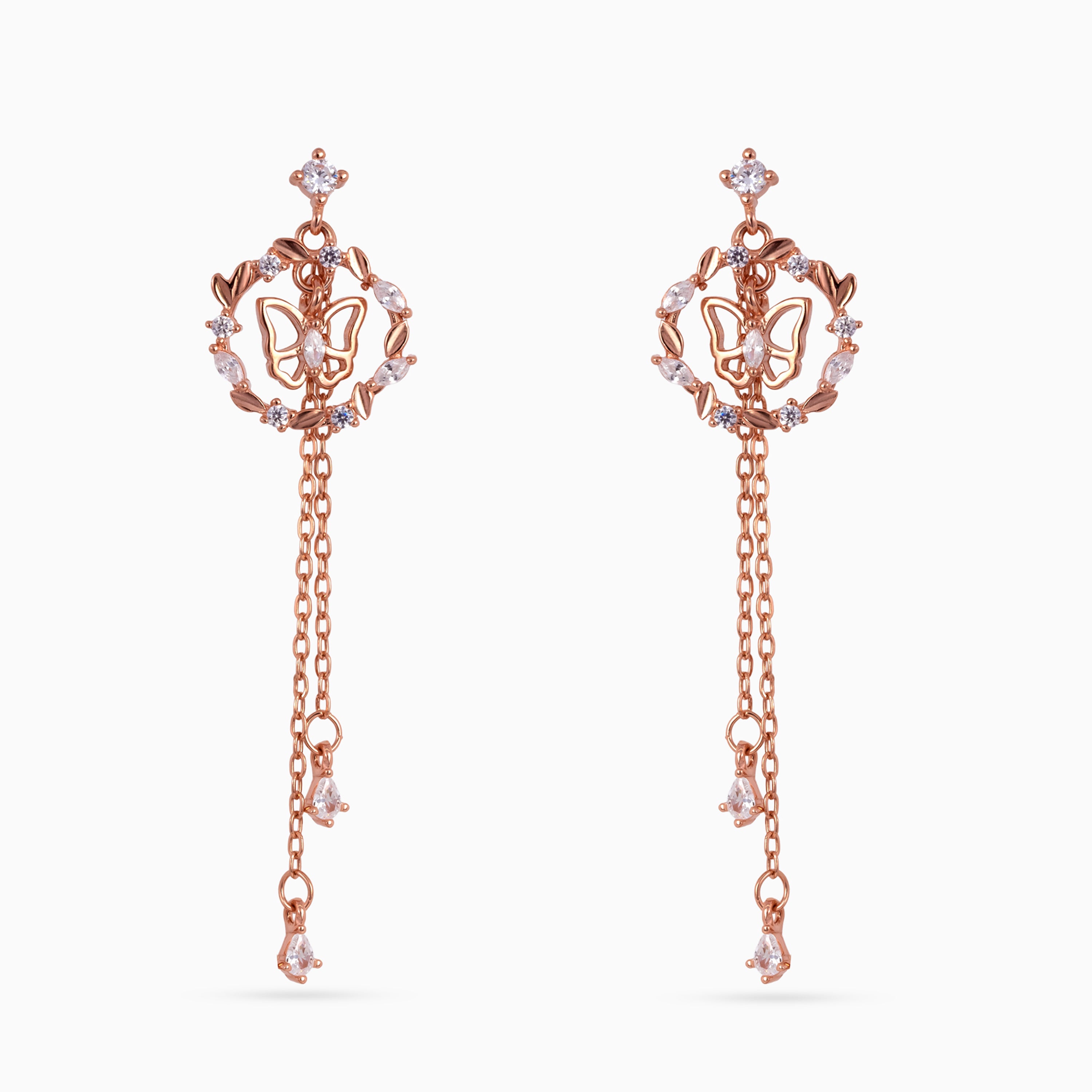 Rose gold Butterfly Wreath Chain Drops