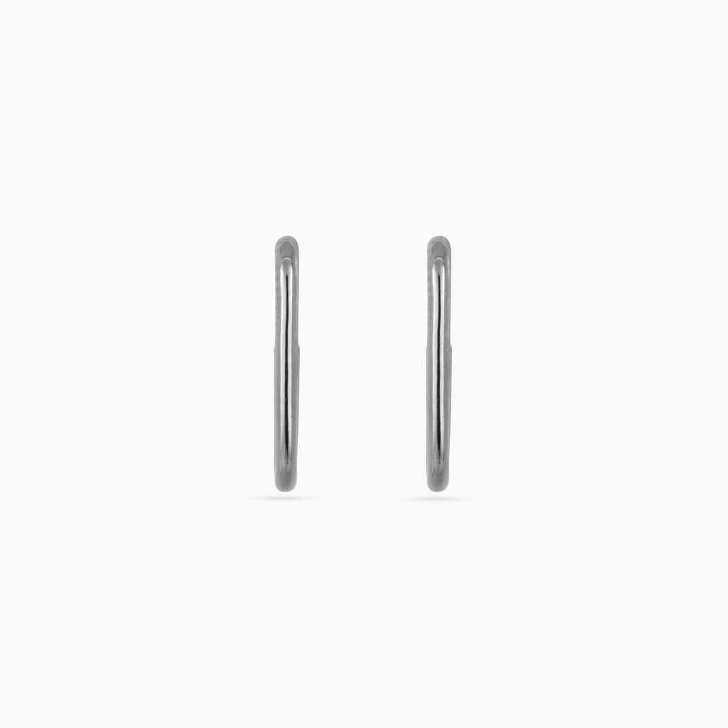925 silver U hoop mini earrings, slim tube, 1.5 × 0.25 cm
