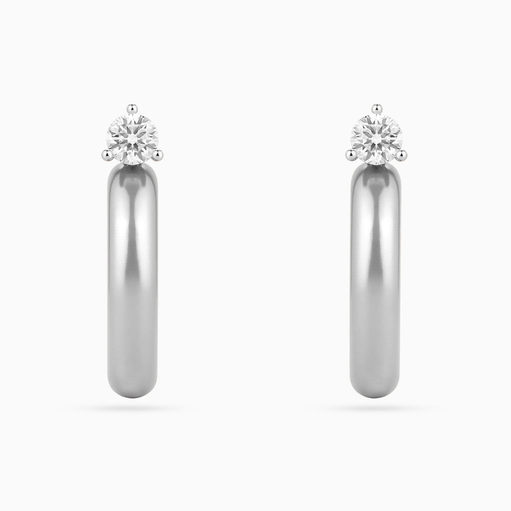 Silver Solitaire Dome Huggies