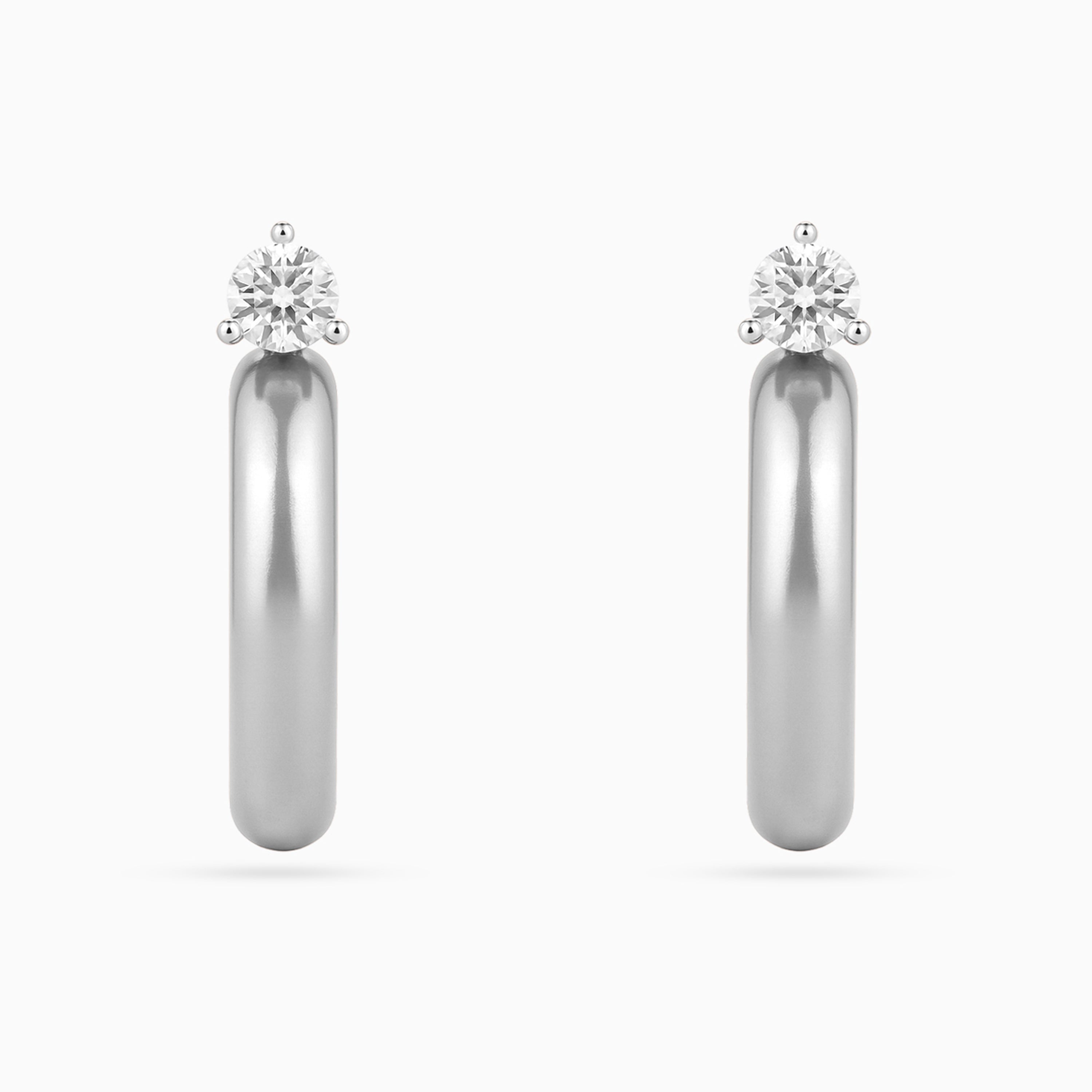 Silver Solitaire Dome Huggies