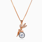 925 sterling silver, rose gold, Enchanted Fairy Halo Necklace, (Amulet Aura), 2.5x1.2 cm, 40 cm chain