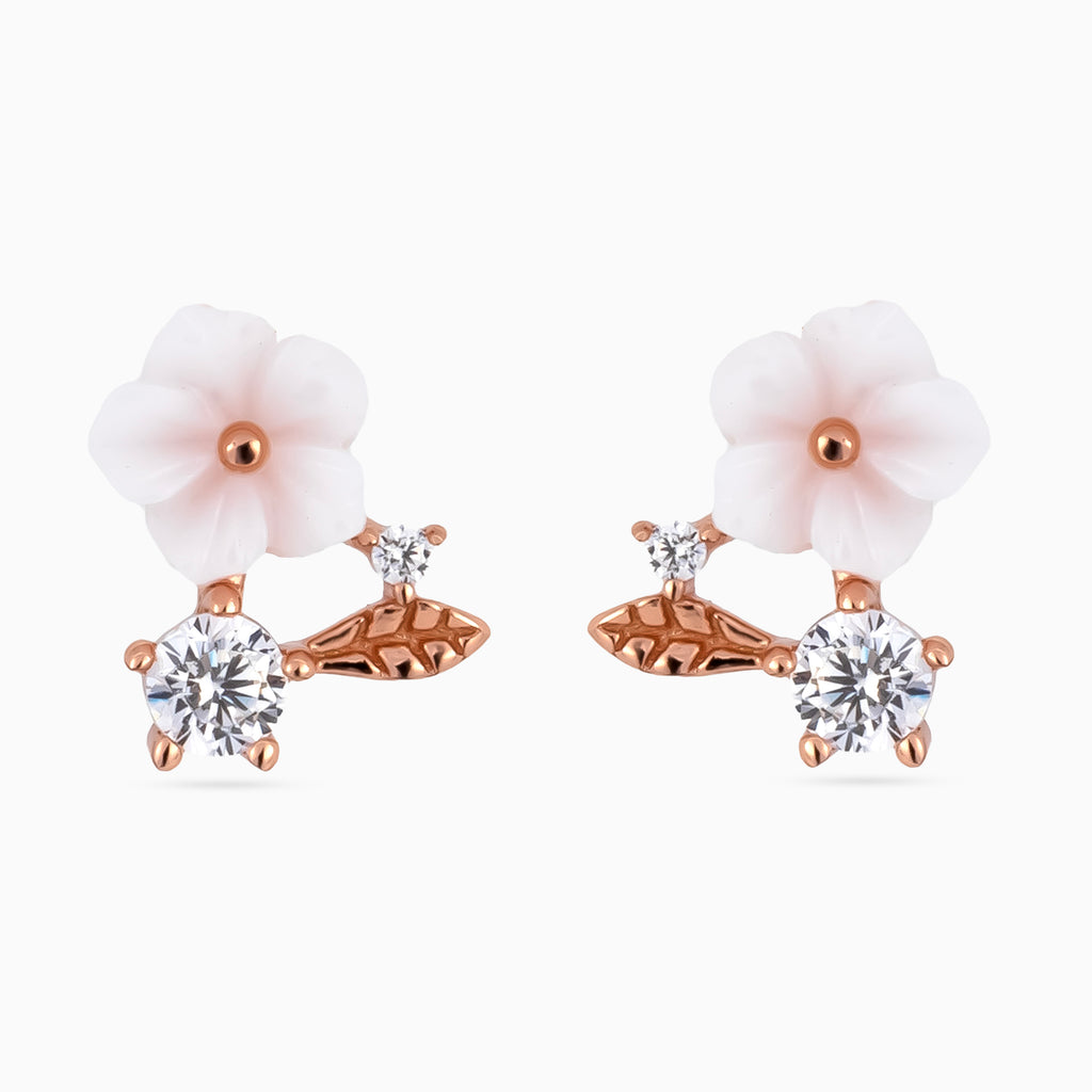 Blush Bloom Leaf Studs