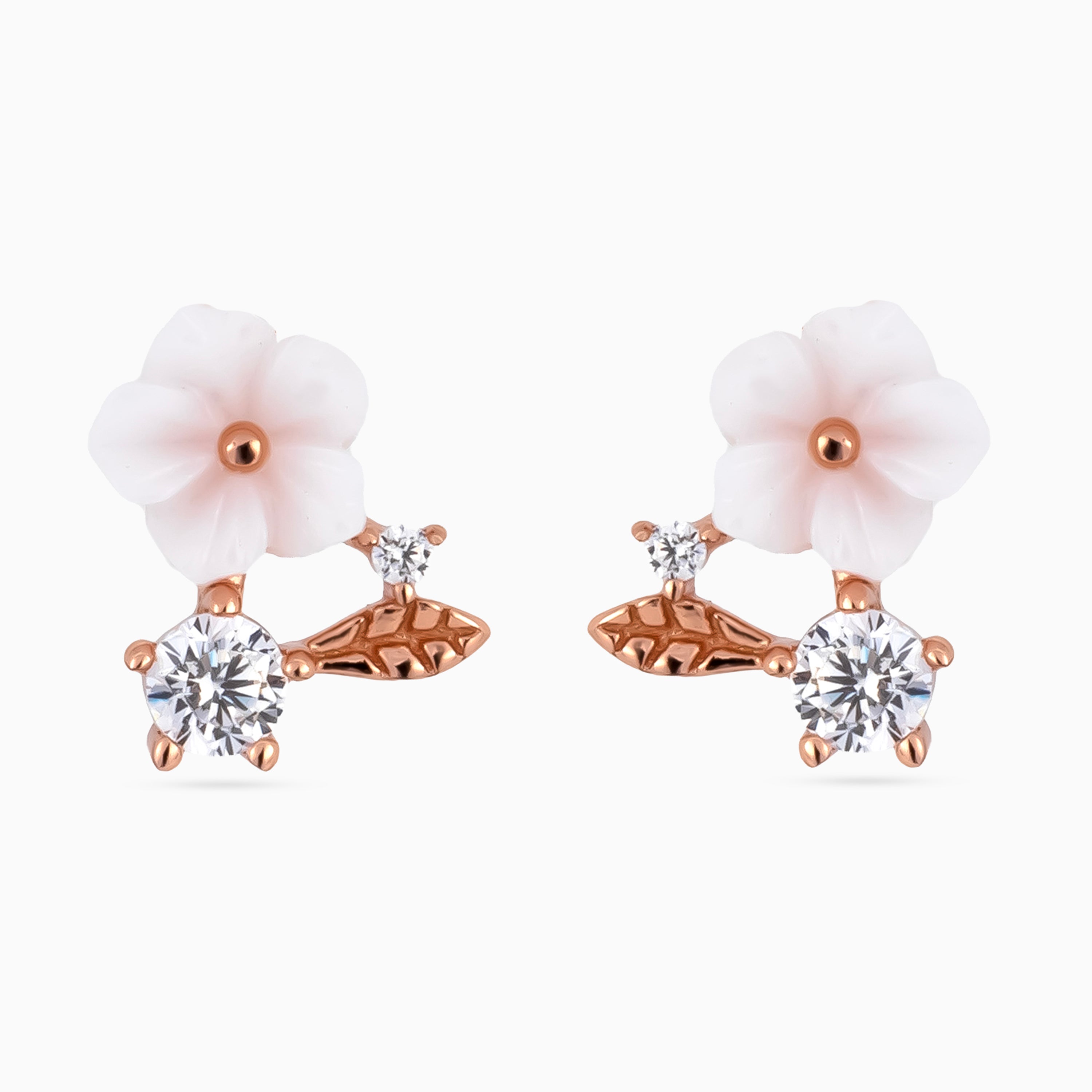 Blush Bloom Leaf Studs