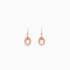 925 rose gold oval halo leverback drops, blush pink center, 1.6 × 1 cm
