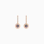 925 rose gold evil eye huggie drop earrings, navy pavé, 3 × 1.7 cm