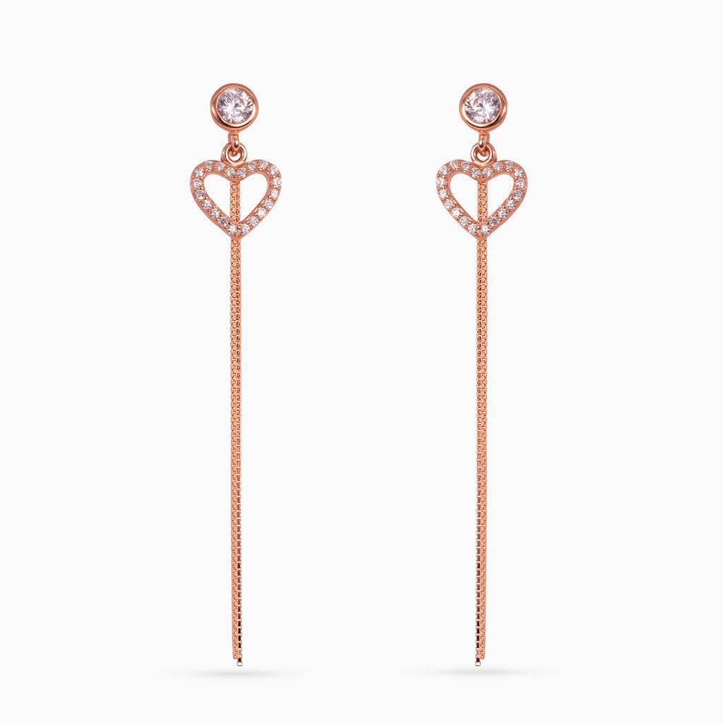 Rose gold Pavé Heart Chain Drops