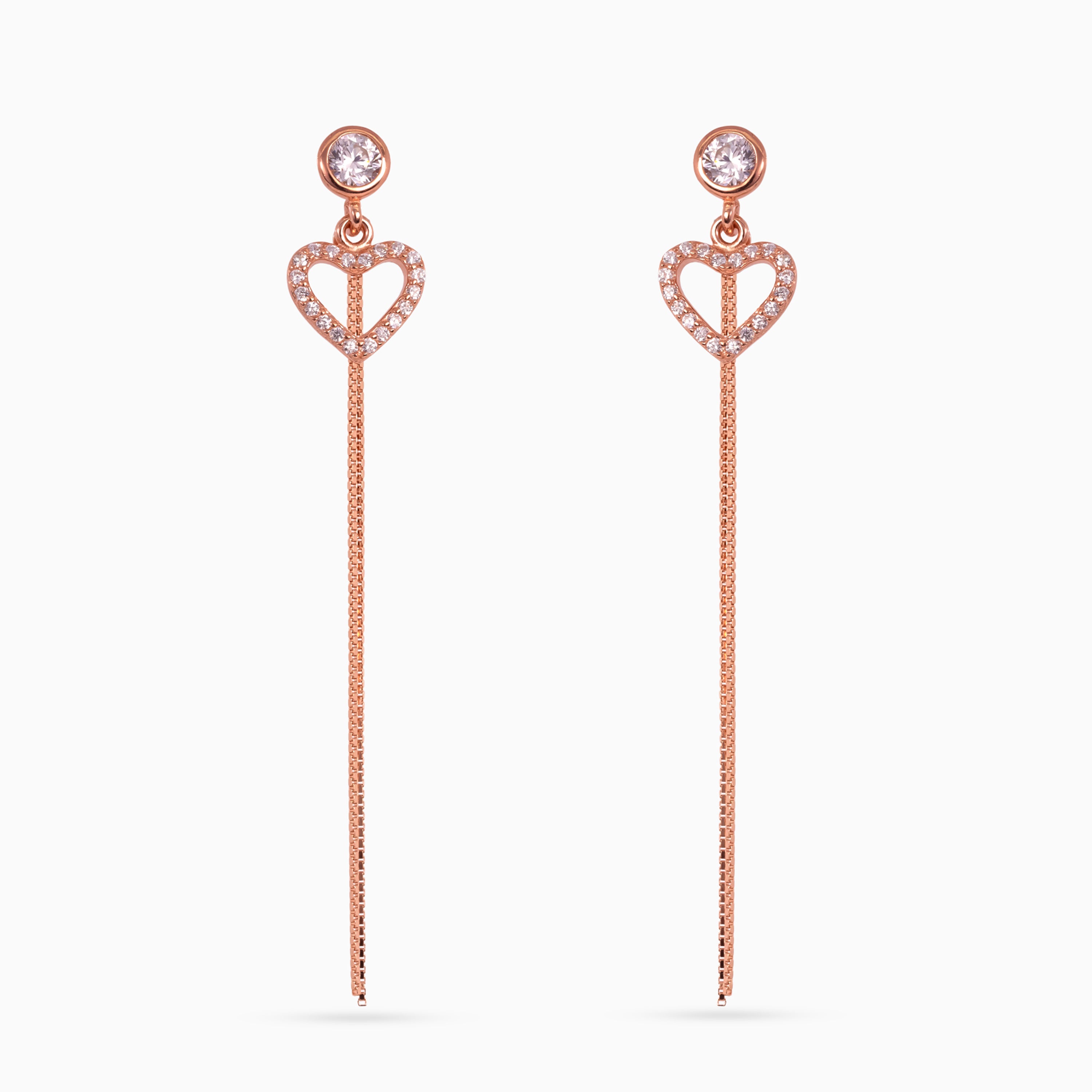 Rose gold Pavé Heart Chain Drops