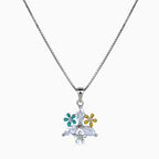 925 sterling silver, rhodium, Meadow Trio Bloom Necklace, (Papillon), 2x1.5 cm, 45 cm chain
