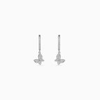 925 silver butterfly huggie drop earrings, pavé CZ, 2.5 × 1.5 cm