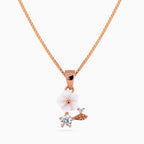 925 sterling silver, rose gold, Blush Petal Charm Necklace, (Papillon), 1.3x0.7 cm, 45 cm chain