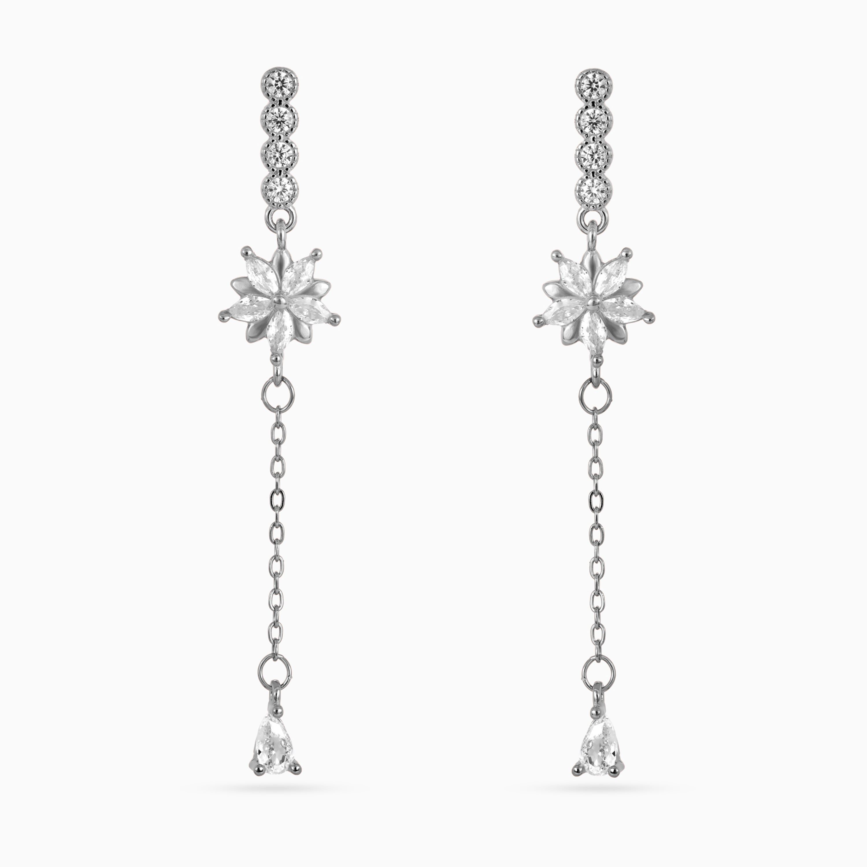 Silver Starburst Chain Drops