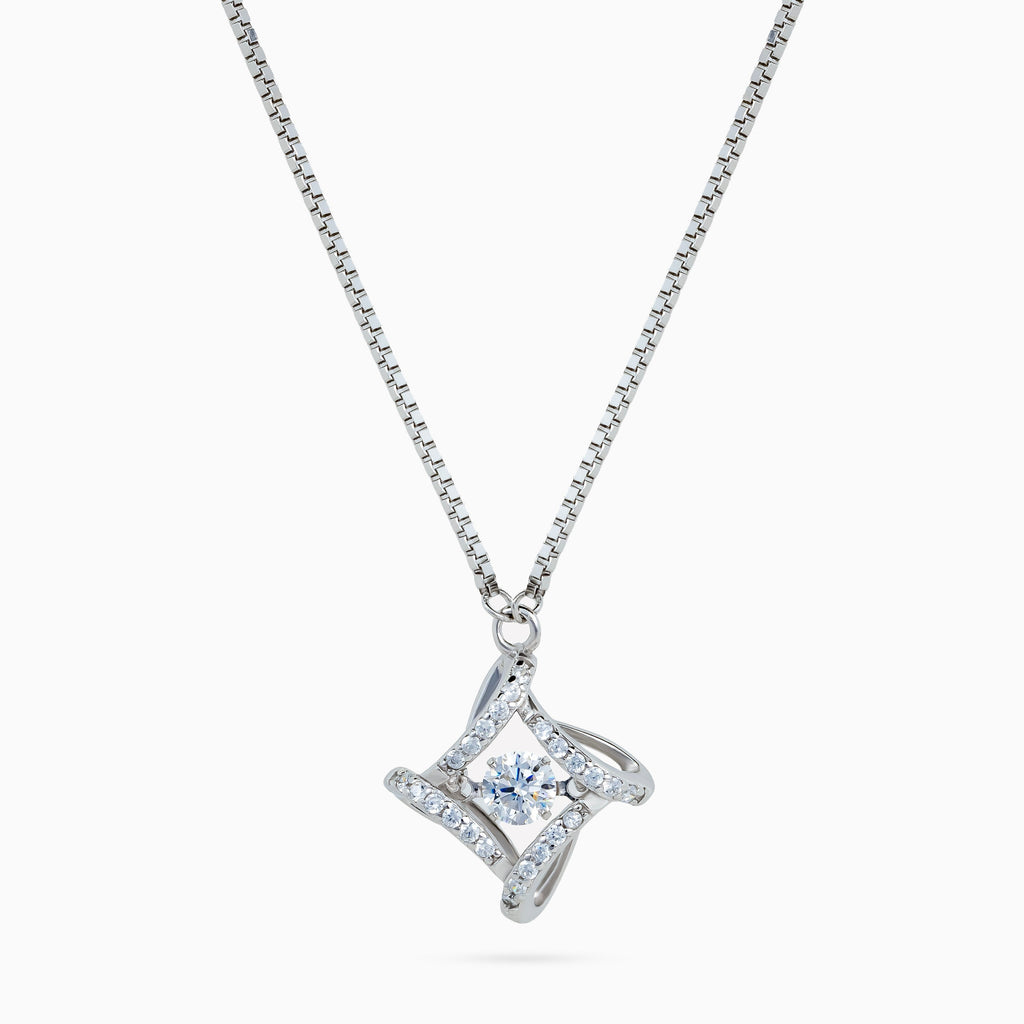925 sterling silver, rhodium, Celestial Lattice Star Necklace, (Stellar Lattice), 1.5x1.5 cm, 40 cm chain