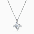 925 sterling silver, rhodium, Celestial Lattice Star Necklace, (Stellar Lattice), 1.5x1.5 cm, 40 cm chain
