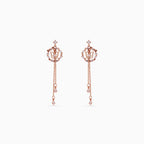 925 rose gold butterfly wreath chain drop earrings, CZ, 4.5 × 1.5 cm