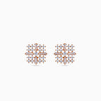 925 rose gold starburst studs, baguette and round CZ, micro pavé, 1 cm