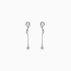 925 silver swirl chain drop earrings, pavé CZ, 4.5 × 0.7 cm